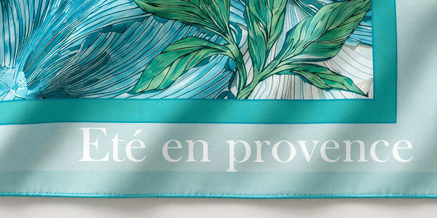 Carré en soie tête de taureau Turquoise